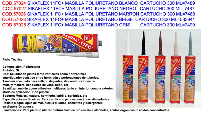 Sika Sikaflex-11FC Purform Gris 300 ml Sika Sikaflex-11FC Purform Gris 300 ml