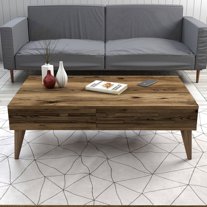 Hanah Home Conjunto de Salón Muebles Color Nogal 100% Tablero de Partículas Recubierto de Melamina