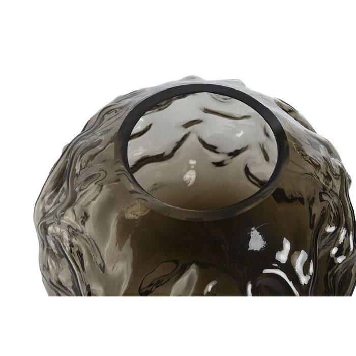 DKD Home Decor Jarrón de Cristal Marrón Oscuro 21,5x21,5x19 cm