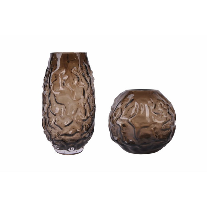 DKD Home Decor Jarrón de Cristal Marrón Oscuro 21,5x21,5x19 cm