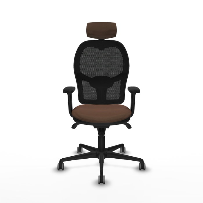 PIQUERAS Y CRESPO Silla de oficina Jorquera con mecanismo Sincro, Tela Marrón y Malla Negra PIQUERAS Y CRESPO Silla de oficina Jorquera con mecanismo Sincro, Tela Marrón y Malla Negra