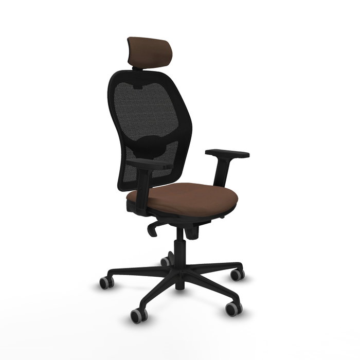 PIQUERAS Y CRESPO Silla de oficina Jorquera con mecanismo Sincro, Tela Marrón y Malla Negra PIQUERAS Y CRESPO Silla de oficina Jorquera con mecanismo Sincro, Tela Marrón y Malla Negra
