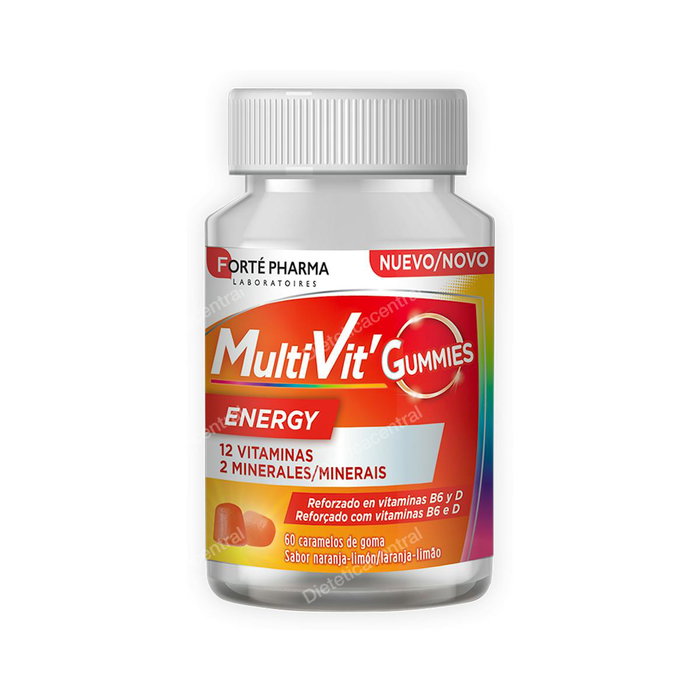 FORTÉ PHARMA MULTIVIT ENERGY Gummies 60 u - Complejo Multivitamínico 12 Vitaminas + Minerales - Gominolas Sabor Naranja-Limón - Apto desde 4 años FORTÉ PHARMA MULTIVIT ENERGY Gummies 60 u - Complejo Multivitamínico 12 Vitaminas + Minerales - Gominolas Sabor Naranja-Limón - Apto desde 4 años