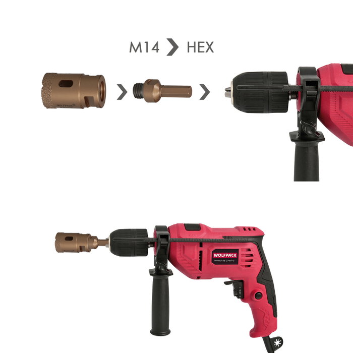 WOLFPACK LINEA PROFESIONAL Adaptador M14 a Espiga Taladro