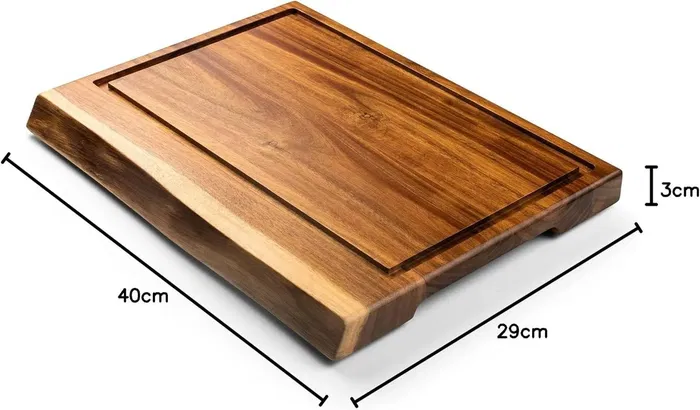 Style De Vie STY8720039620186 Tabla de cortar antideslizante de Acacia con ranura y asa - 40 x 29 x 3 cm