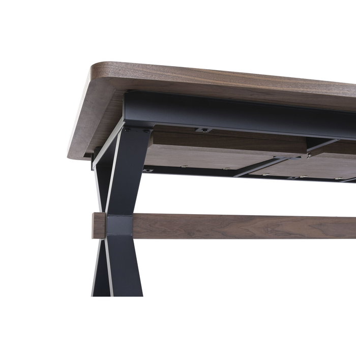 DKD Home Decor Mesa de Comedor Extensible Metal y MDF Marrón y Negro