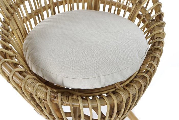 DKD Home Decor Sillón Balines Natural Blanco Ratan Algodón 76 x 65 x 85 cm Con Cojín DKD Home Decor Sillón Balines Natural Blanco Ratan Algodón 76 x 65 x 85 cm Con Cojín