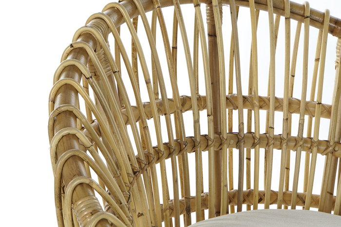 DKD Home Decor Sillón Balines Natural Blanco Ratan Algodón 76 x 65 x 85 cm Con Cojín DKD Home Decor Sillón Balines Natural Blanco Ratan Algodón 76 x 65 x 85 cm Con Cojín