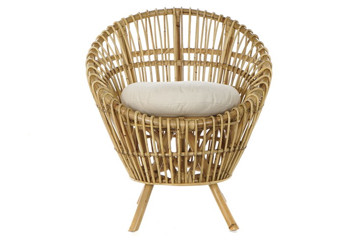 DKD Home Decor Sillón Balines Natural Blanco Ratan Algodón 76 x 65 x 85 cm Con Cojín DKD Home Decor Sillón Balines Natural Blanco Ratan Algodón 76 x 65 x 85 cm Con Cojín