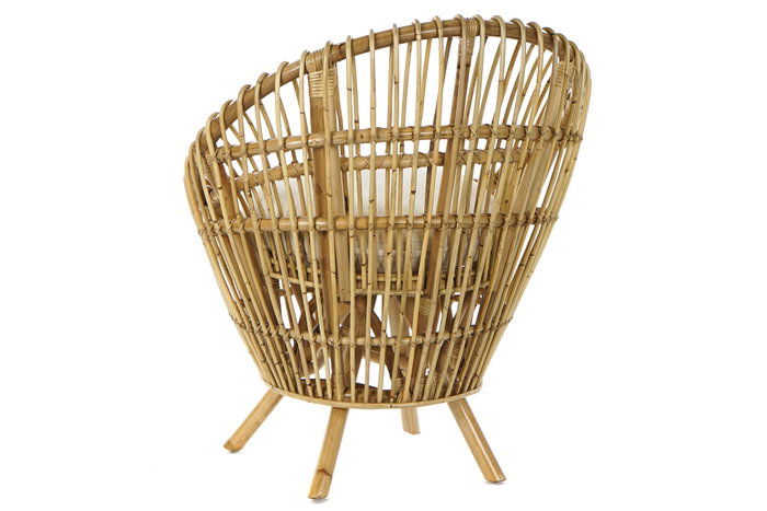 DKD Home Decor Sillón Balines Natural Blanco Ratan Algodón 76 x 65 x 85 cm Con Cojín DKD Home Decor Sillón Balines Natural Blanco Ratan Algodón 76 x 65 x 85 cm Con Cojín