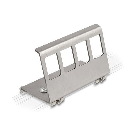 DeLOCK Soporte metálico Keystone 4 puertos para riel DIN en acero inoxidable