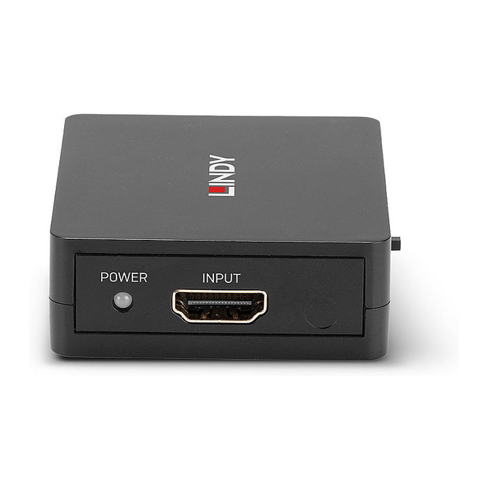 LINDY 38358 Divisor HDMI 2 Puertos 18G Compact, 4K UHD 3840x2160 Pixeles 60 Hz, HDMI 2.0, HDCP 2.2, USB Alimentado, Negro Metal