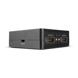 LINDY 38358 Divisor HDMI 2 Puertos 18G Compact, 4K UHD 3840x2160 Pixeles 60 Hz, HDMI 2.0, HDCP 2.2, USB Alimentado, Negro Metal