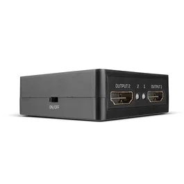 Lindy 38358 Divisor HDMI 2.0 (Splitter) 2 Salidas 4K UHD 3840x2160p con Alimentación USB, Metal Negro