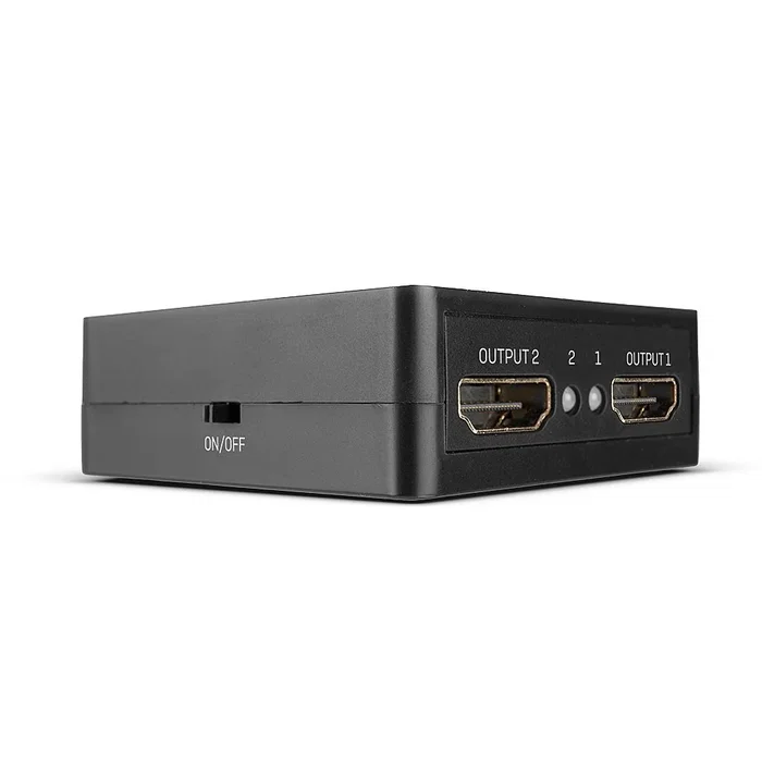 Lindy 38358 Divisor HDMI 2.0 (Splitter) 2 Salidas 4K UHD 3840x2160p con Alimentación USB, Metal Negro