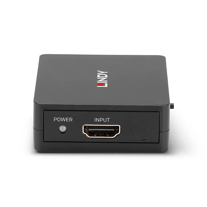 Lindy 38358 Divisor HDMI 2.0 (Splitter) 2 Salidas 4K UHD 3840x2160p con Alimentación USB, Metal Negro