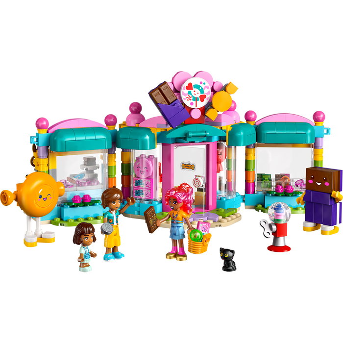 LEGO 42649 Friends Tienda de Golosinas de Heartlake City - Set de Construcción con 2 Minipersonajes, Micropersonaje y Figura de Gato para Niñas y Niños +6 Años