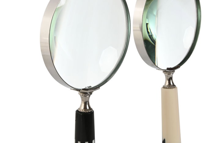 DKD Home Decor Lupa de Mano de Cristal Hueso y Plateado (Pack de 2)