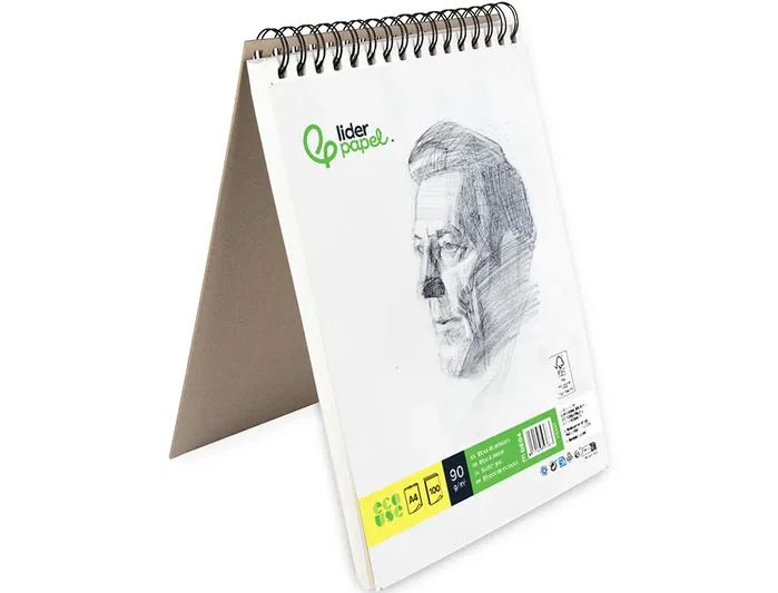 Liderpapel Bloc de dibujo para esbozos espiral DIN A4, 100 hojas