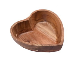 DKD Home Decor Set de 6 Cuencos de Acacia Corazón Natural 17x17x5,5 cm