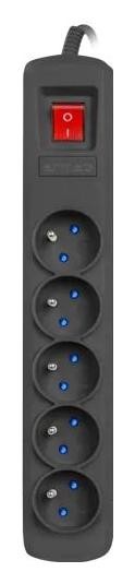 Armac R5 Regleta protectora contra sobretensiones, 5 tomas, 5m, negro