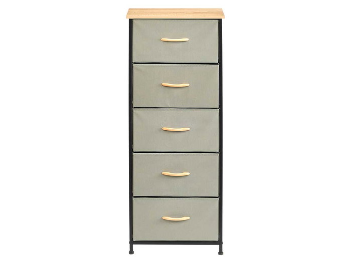 GIFTDECOR Mueble de 5 cajones Gris-Madera-Negro