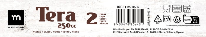 La Mediterranea Set/Conjunto 2 Mugs 250ml "Tera" (24 Cajas)