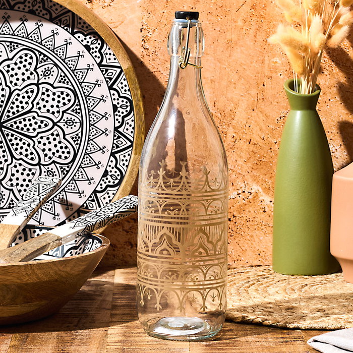 Home Deco Factory Botella Vidrio 1 L Colección Mirage Home Deco Factory Botella Vidrio 1 L Colección Mirage
