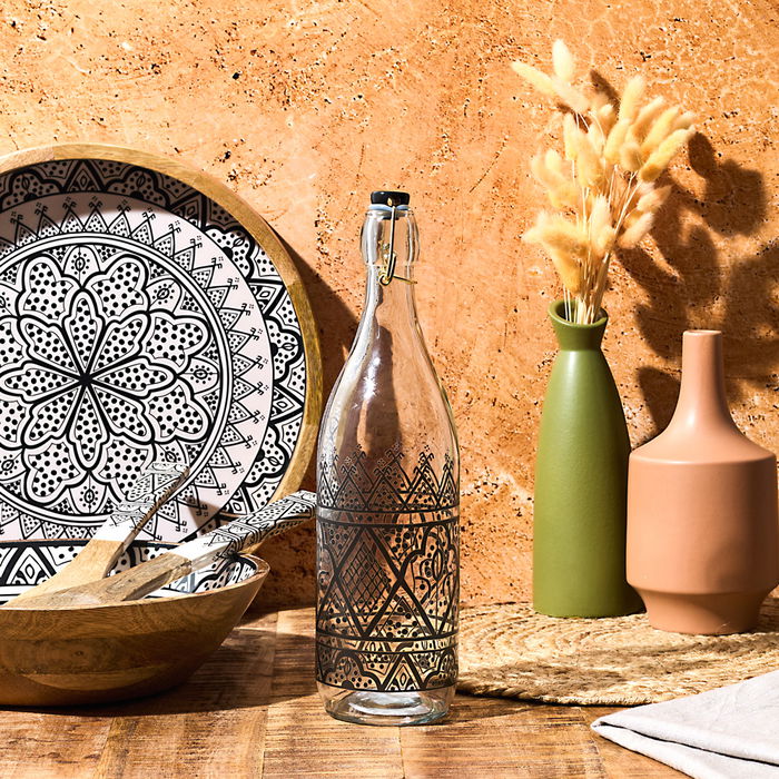 Home Deco Factory Botella Vidrio 1 L Colección Mirage Home Deco Factory Botella Vidrio 1 L Colección Mirage