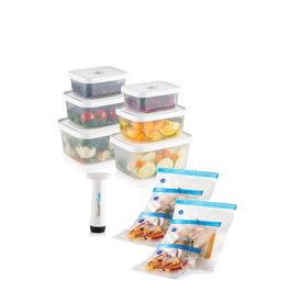 Hermia VCC-13-PMP - Set de Cajas y Bolsas de Almacenamiento de Alimentos Transparentes con Bomba para Vacío