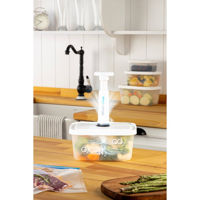 Hermia VCC-13-PMP - Set de Cajas y Bolsas de Almacenamiento de Alimentos Transparentes con Bomba para Vacío Hermia VCC-13-PMP - Set de Cajas y Bolsas de Almacenamiento de Alimentos Transparentes con Bomba para Vacío