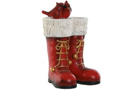 DKD Home Decor Macetero Magnesia Botas Rojo 26x23x37,5 cm