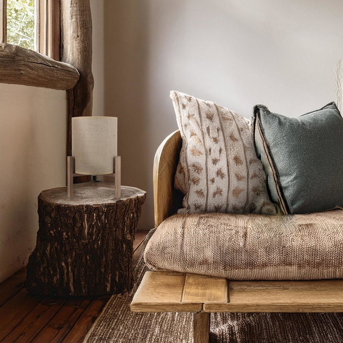 Lámpara Madera y Lino con Cable Nora Vinthera 19x30 cm_Tulipa 17 cm (6 Unidades)