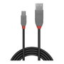 Lindy Cable USB 2.0 Anthra Line de 2m, USB A a Mini-B, Negro/Gris