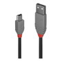 Lindy Cable USB 2.0 Anthra Line de 2m, USB A a Mini-B, Negro/Gris