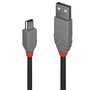 Lindy Cable USB 2.0 Type A a Mini-B 2m Anthra Line, Conexiones AV y TI Profesionales, Doble Blindaje, 480Mbps