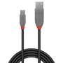 Lindy Cable USB 2.0 Anthra Line de 2m, USB A a Mini-B, Negro/Gris