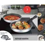 Arthur Martin AM521S - Juego de 3 Sartenes de Aluminio Antiadherente para Inducción 20-24-28 cm con Mango Extraíble