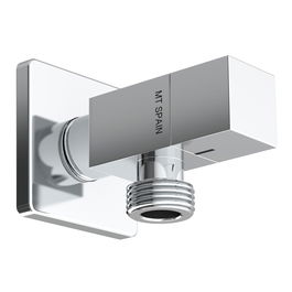 MT Válvula Escuadra Modelo Deco con Mando Cuadrado Silver Series, Antical, Cierre Cerámico, Acabado Cromado, Rosca Macho-Macho ½" x 3/8"