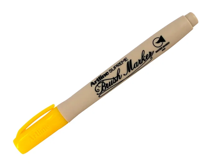 Artline EPFS Rotulador Supreme Brush Punta Pincel Base Agua Trazo Fino Amarillo