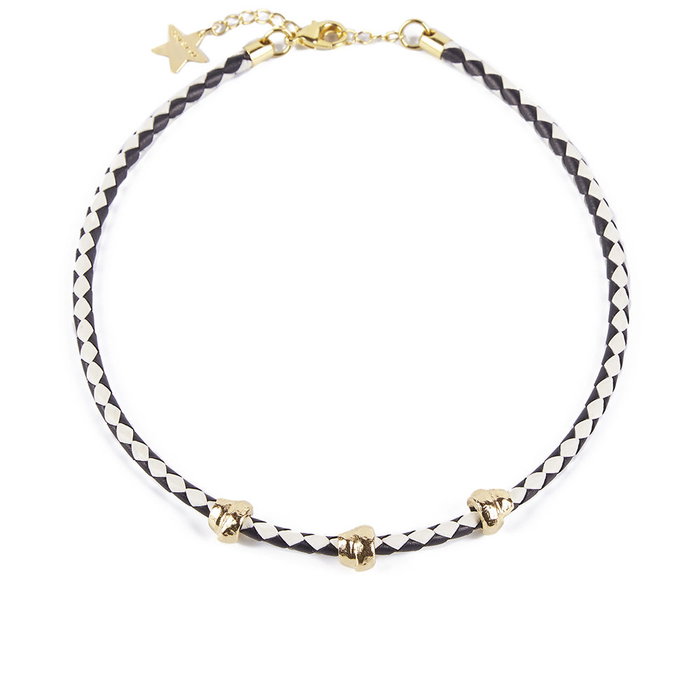 Shabama Collar Namibia X3 #oro Brillante, Colección África, Collar de Cuero Trenzado Italiano Bicolor con Apliques de Latón Bañado en Oro, Ajustable, Para Mujer Shabama Collar Namibia X3 #oro Brillante, Colección África, Collar de Cuero Trenzado Italiano Bicolor con Apliques de Latón Bañado en Oro, Ajustable, Para Mujer