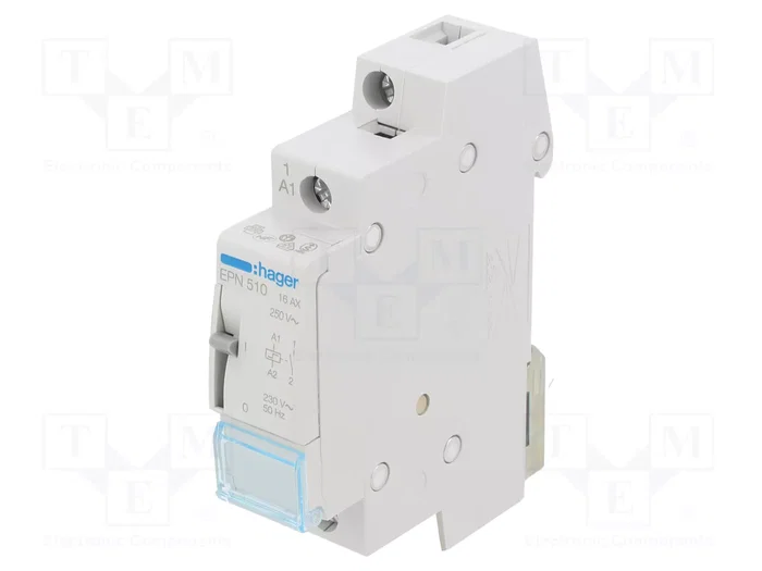 Hager EPN510 Relé eléctrico de 1 contacto 230V AC 16A Hager EPN510 Relé eléctrico de 1 contacto 230V AC 16A