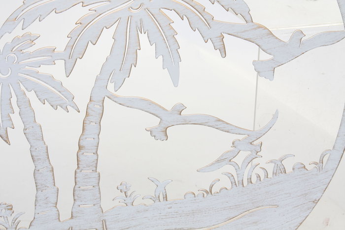 DKD Home Decor Decoración de Pared Mediterraneo Blanco Metal Palmeras 1 x 40 x 40 cm (4 Unidades)
