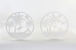 DKD Home Decor Decoración de Pared Mediterraneo Blanco Metal Palmeras 1 x 40 x 40 cm (4 Unidades)