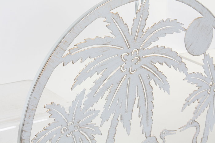 DKD Home Decor Decoración de Pared Mediterraneo Blanco Metal Palmeras 1 x 40 x 40 cm (4 Unidades)