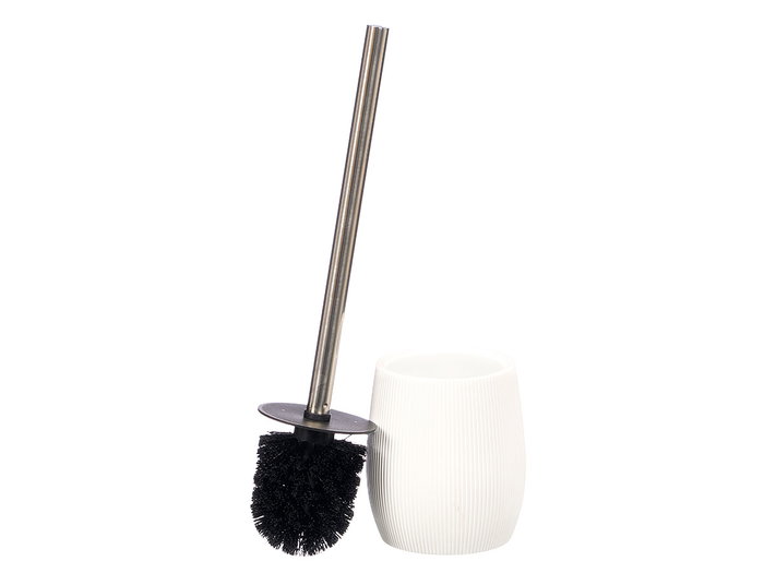 Berilo Escobillero Poliresina Blanco Rayas 10x35x10 cm (Set de 6)