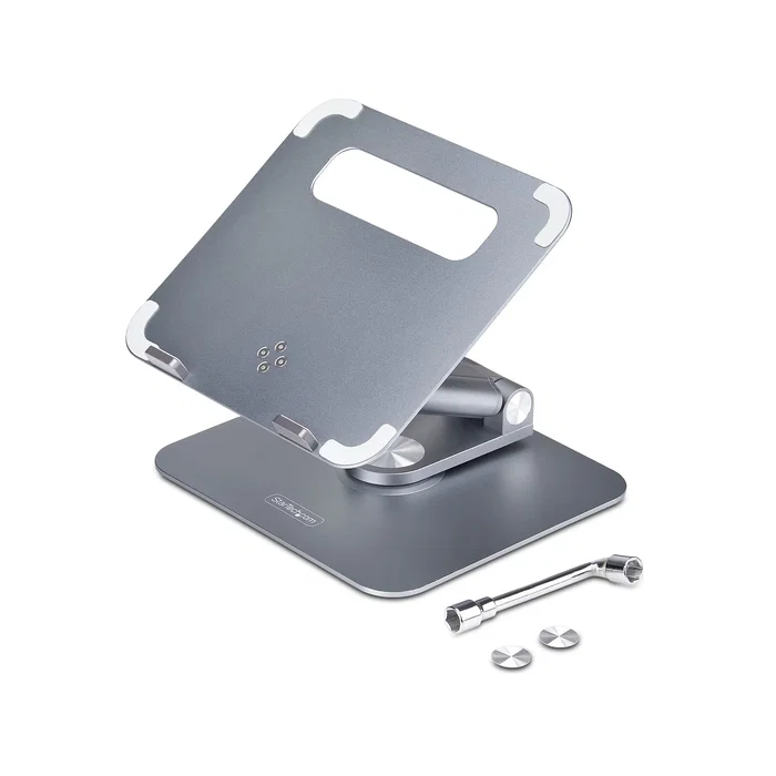 StarTech.com Soporte Elevador para Portátil ATER-LAPTOP-RISER - Giratorio 360°, Altura Ajustable hasta 12.5 cm, Plataforma Ventilada de Aluminio, Plata
