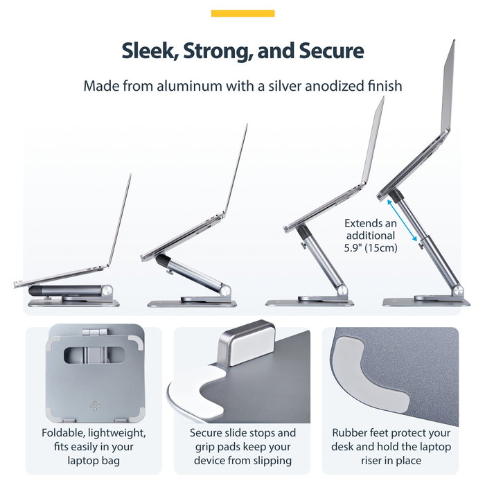 Startech.com Ater Laptop Riser Soporte para Ordenador Portátil Plata