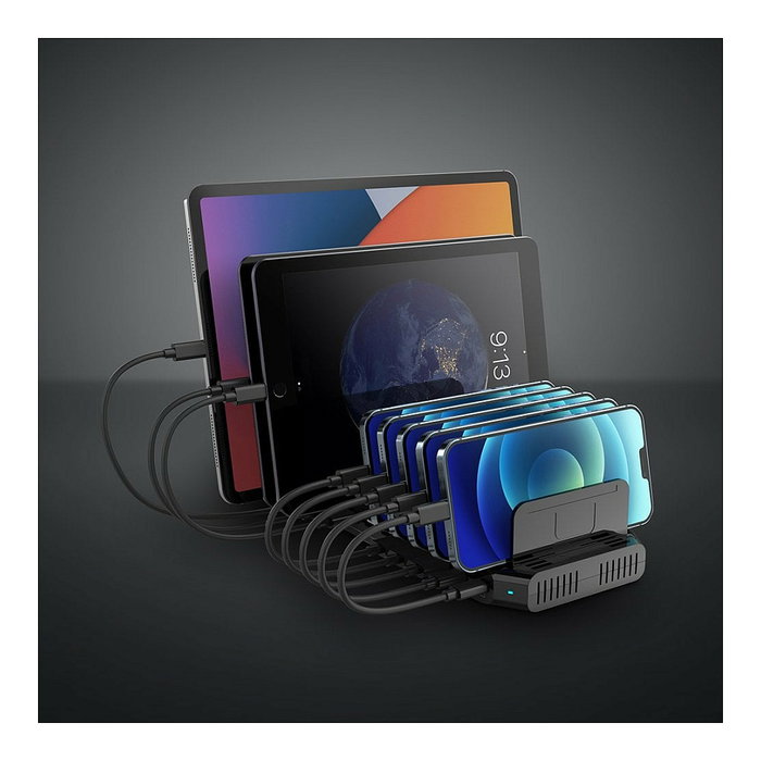 Lindy Estación de Carga USB de 120W con 10 Puertos (8x USB-A y 2x USB-C)