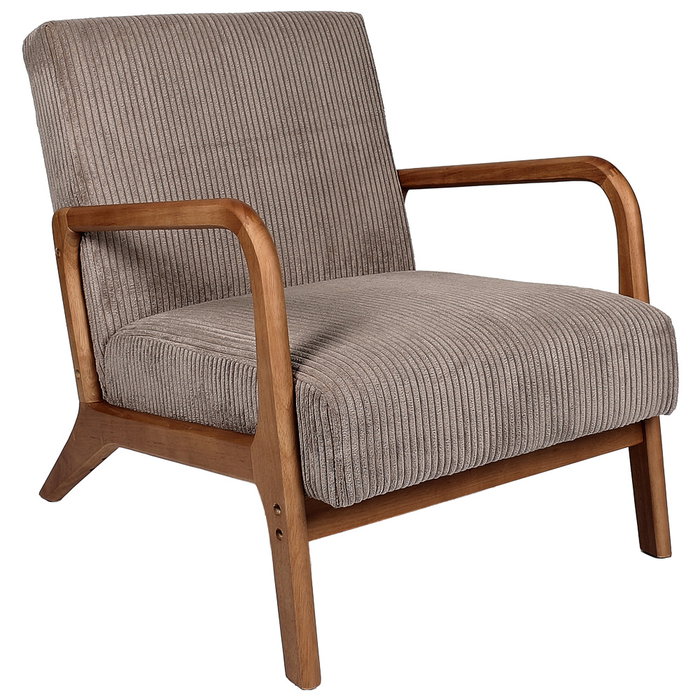 Home Deco Factory Butaca Scott Taupé Colección Cocooning Tapizado Acanalado Poliéster Piel Sintética 64.5x83.5x75 cm